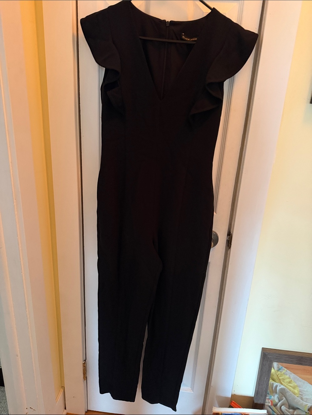 Black Halo Black Flutter-Sleeve V-Neck Jumpsuit